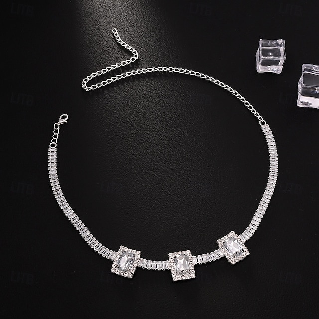  Collana girocollo Zircone Per donna Moda Artistico Lusso Trasparente Matrimonio Geometrico Collana Per Matrimonio Feste Quotidiano