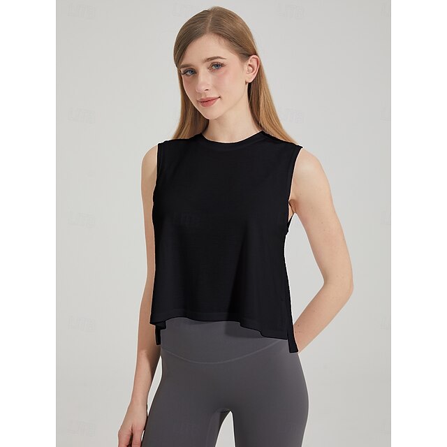 Women's Solid Colored Workout Tank Top Sport Shirt Sports Tank Top Jacquard Crop Top Breathable Tennis Golf Pickleball Black White Green Tennis Clothing3