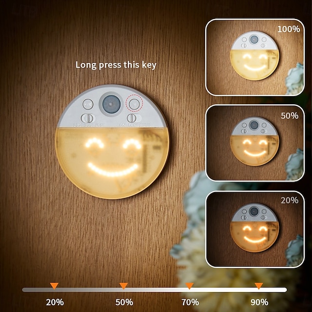  1 pz. Luci con sensore, ricaricabili tramite USB, luce emoticon portatile con trasformazione multi-espressione, lampada da parete con sensore intelligente, illuminazione divertente e creativa, adatta