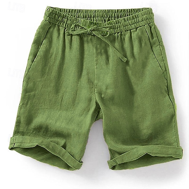  Per uomo Shorts Shorts di Lino Pantaloncini Estivi Shorts da Spiaggia Coulisse Elastico in vita Semplice Comodità Traspirante Lunghezza al ginocchio All'aperto Quotidiano Spiaggia Moda Stile Classico