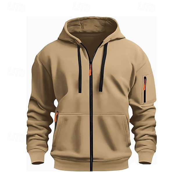  Herren Kapuzensweatshirt Schwarz Weiß Wein Armeegrün Rote Mit Kapuze Einfach Reißverschluss Farbblock Sport & Outdoor Lässig Täglich Polyester Cool Lässig sportlich Frühling & Herbst Bekleidung