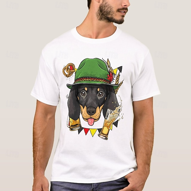  Oktoberfest Cachorro Dachshund Japonesa/Curta Bávaro Munique Alemão Arte Gráfica Para Homens Adulto Carnaval Cerveja Oktoberfest Hot Stamping Festa Casual / Diário