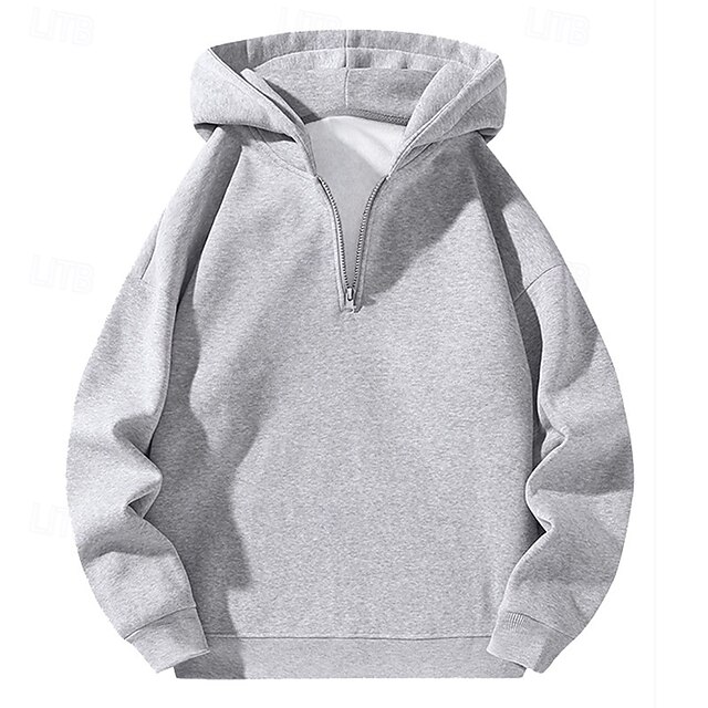  Per uomo Felpa con cappuccio Felpa con cappuccio e zip corta Felpa con cappuccio in pile Nero Grigio Con Cappuccio Mezza zip Semplice Con zip Zip a un quarto Sport & Outdoor Casuale Quotidiano