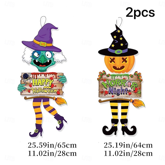  2 ks halloweenských venkovních závěsných dekorací na zahradu, strašidelné festivalové dveřní cedule do obchodů, barů, halloweenská dekorace na nádvoří