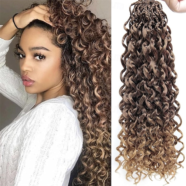  Extensions de cheveux synthétiques bouclés pré-bouclés de 18 pouces pour femmes noires - boucles gogo/boucles de plage/océan/eau/ondes profondes au crochet, 8 paquets de cheveux synthétiques sans