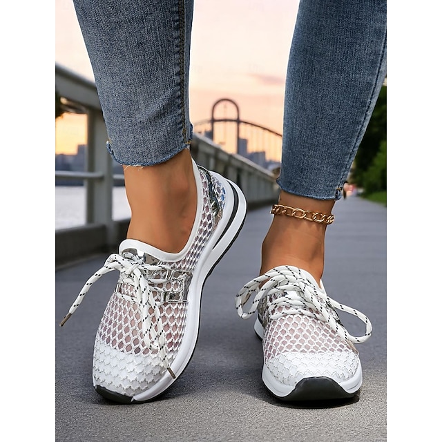  Women's Mesh Athletic Sneakers – Breathable Lightweight Running Shoes for Sports, Walking and City Adventures
