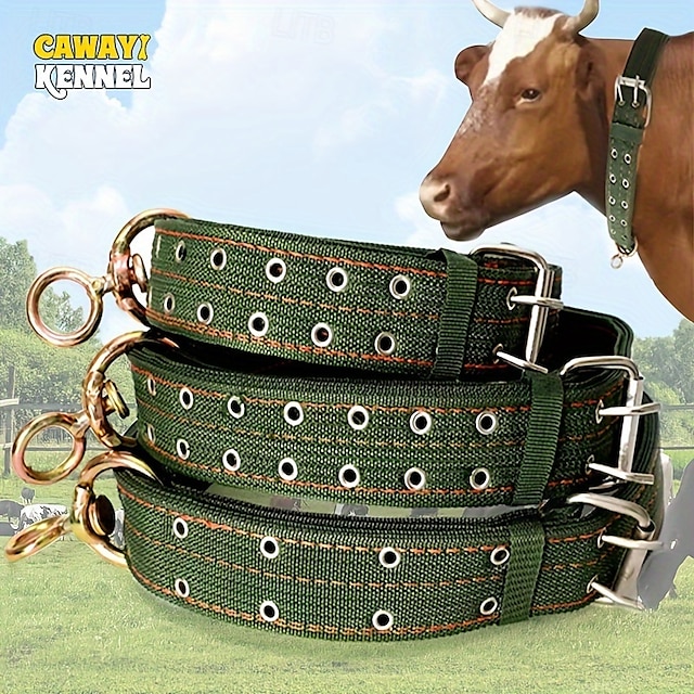  cavezza per bestiame in tela resistente, collare per collo di mucca rinforzato a quattro strati, collare in tela resistente con corda e bullone per mucche, pecore, cani e cavalli