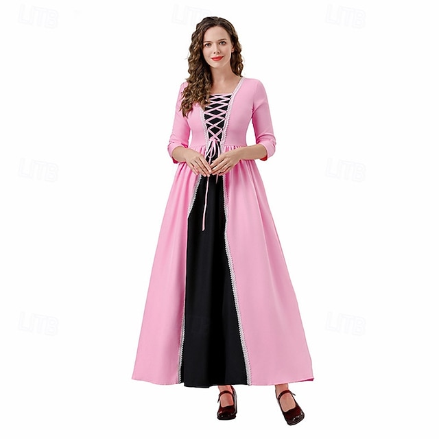  Elegantní Retro Renesanční Dlouhá délka Šaty Cosplay kostým Maškarní Šlechtična Hranatý Maškarní kostým Dámské předvečer Všech svatých Plesová maškaráda Šaty Párty a večer Běžné / Denní Dospělé Šaty