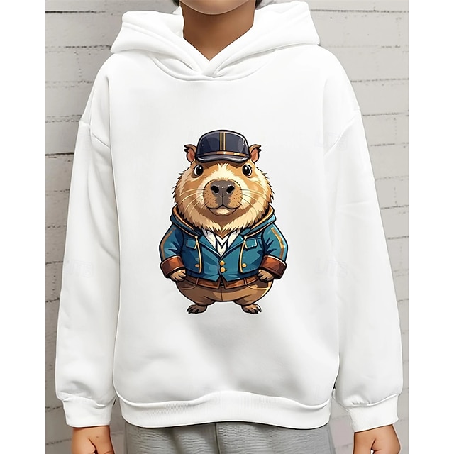  Pojkar 3D Djur Huvtröja Långärmad Vår Höst Mode Streetwear Barn 4-12 år Huva Utomhus Ledigt Dagligen Normal