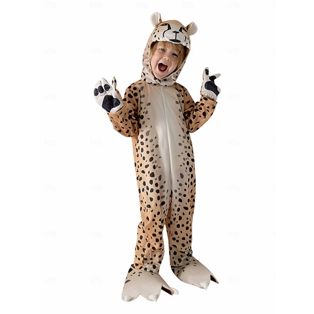 Leopard Halloween Kigurumi Pajamas Onesies Fairy Tail Animal Cosplay Kid's Boys' Girls' Halloween Carnival World Book Day Performance Educational Dress Up School Event Dress Up Easy Halloween Costumes2