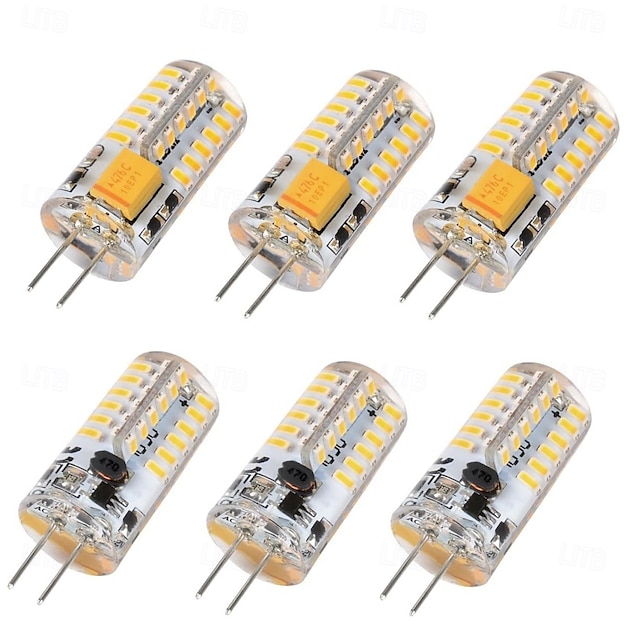  Ampoules LED G4 AC/DC 12 V JC à culot à deux broches 3 W équivalent à une ampoule halogène 30 W blanc chaud rouge bleu vert 6 pièces