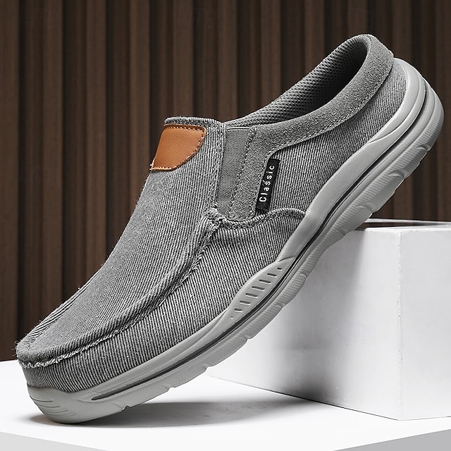  Men's Khaki Slip-On Canvas Loafers with Elastic Gore Lightweight Flexible Sole Comfortable for Driving Casual Office and Everyday Wear