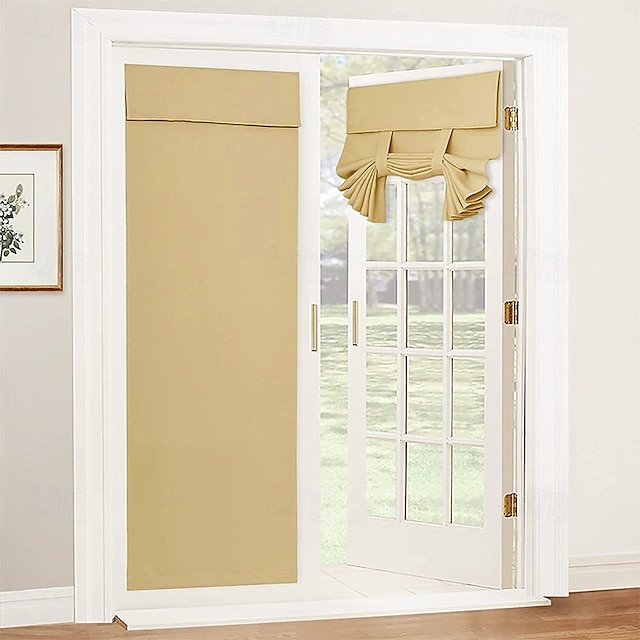  Cortina de Porta Francesa Sem Furos Cortina Blackout com Pregas de Lápis Cortinas Funcionais Filtradoras de Luz para Escritório e Casa 26X68polegadas(66X173CM)