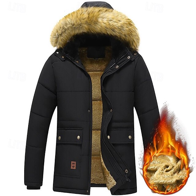 Men's Fleece Jacket Puffer Jacket Winter Jacket Outdoor Waterproof Windproof Hiking Outfits Hiking Clothes Winter Autumn / Fall Top Camping / Hiking / Caving Running Black4