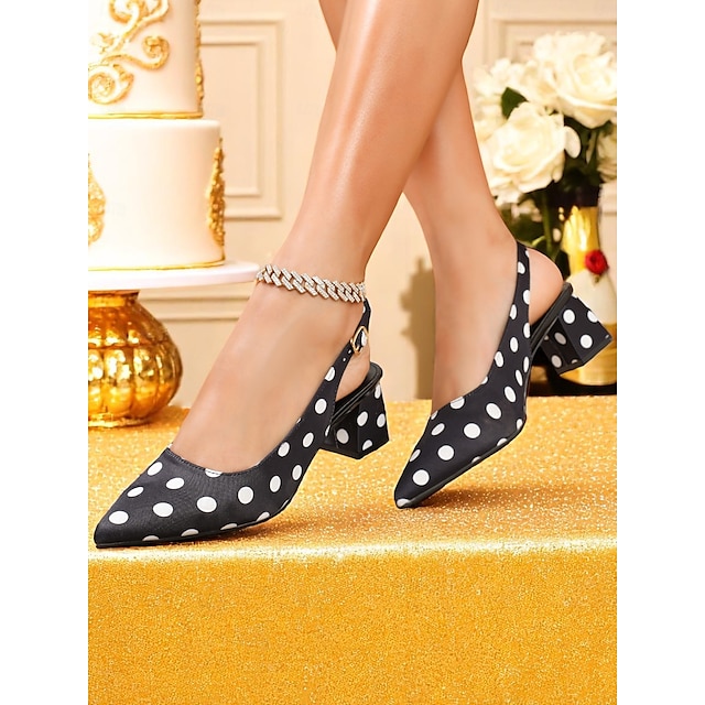  Escarpins à talons compensés et bride arrière à pois pour femmes – chaussures habillées style années 1950 pour les fêtes, le bureau et les événements rétro
