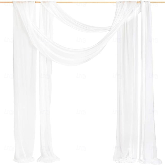  6 meter mesh tylstof, silkeagtig, krølfri chiffon-gardiner til bryllupsdekorationer, brudebaldakiner, baggrunde til begivenheder, festivaler og buegardiner