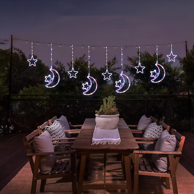  Светодиодный декоративный светильник, солнечный, лунный, звездный, гирлянда, водонепроницаемый, солнечный, занавес, 8 режимов, подвесной светильник для ледяного бара, 1 шт.