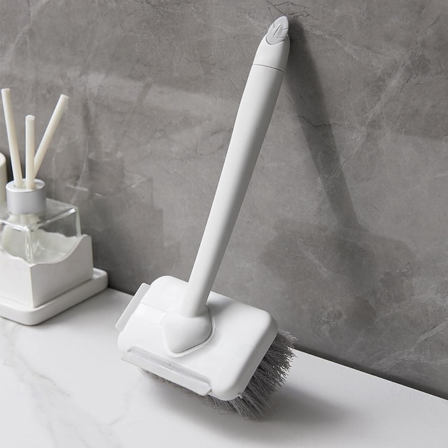  Brosse de nettoyage de salle de bain, brosse de nettoyage multifonctionnelle, avec poignée rotative, rangement mural