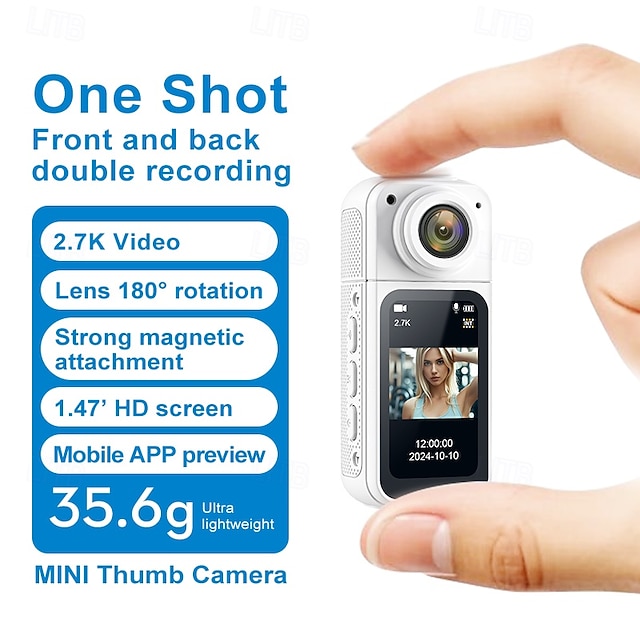  1080P HD Mini Pocket Action Camera Wifi 180 Rotatable Lens Portable Outdoor Sports Action Cam with 1.47 IPS Screen Magnetic TF