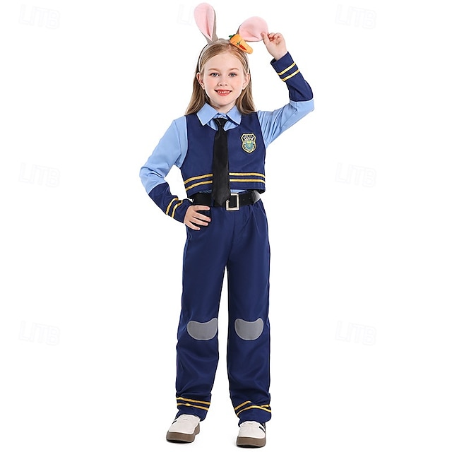  Zwierzogród Policjant Bunny Judy Hopps Stroje Kostium Film przygodowy Cosplay Kostiumy z filmów for Dla dziewczynek Dla dzieci Halloween Karnawał Światowy Dzień Książki Spektakl Edukacyjne