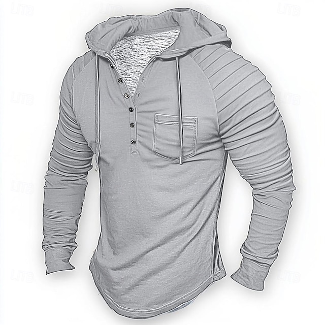  Homme T-shirt manche longue Henley Hiver Printemps & Automne Toutes saisons Couleur Unie Uni Tricots Quotidien Occasionnel À capuche Extérieur Décontracté Occasionnel Bleu marine Blanche Gris clair