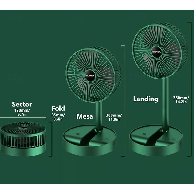Portable Foldable Rechargeable Oscillating Fan Battery Operated USB C ...