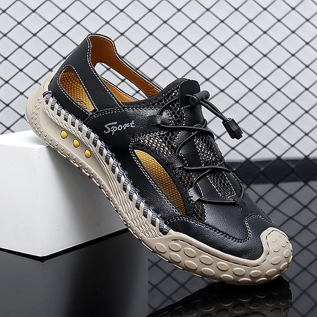  Sneakers casual da uomo marroni con lacci, design a rete e comoda ammortizzazione per l'uso quotidiano