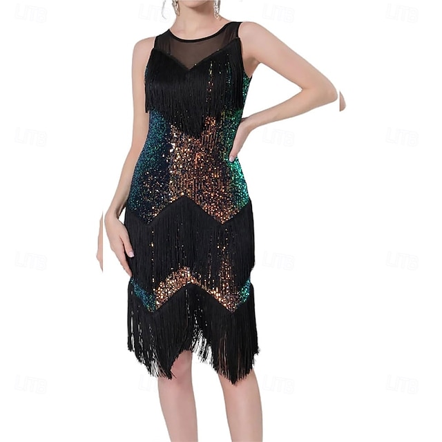  Set de dans latino, rochie de concurs de dans pentru femei, cu franjuri, costum de dans latin, tango, salsa, strălucitor