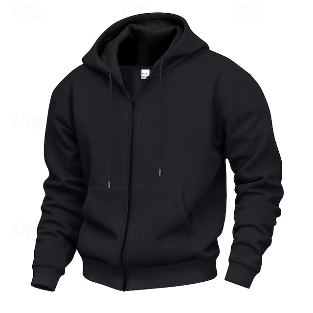  Per uomo Felpa con cappuccio Felpa con cappuccio a zip intera Nero Blu marino Cachi Grigio chiaro Con Cappuccio Semplice Con zip Tasca Sport & Outdoor Casuale Quotidiano Streetwear Cool Abbigliamento