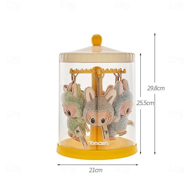 Drehbare Vitrine Für Plüschpuppen – Staubdichte Display-Box Mit Ständer, Blau – Organizer Für Sammler-Figuren & Schlüsselanhänger