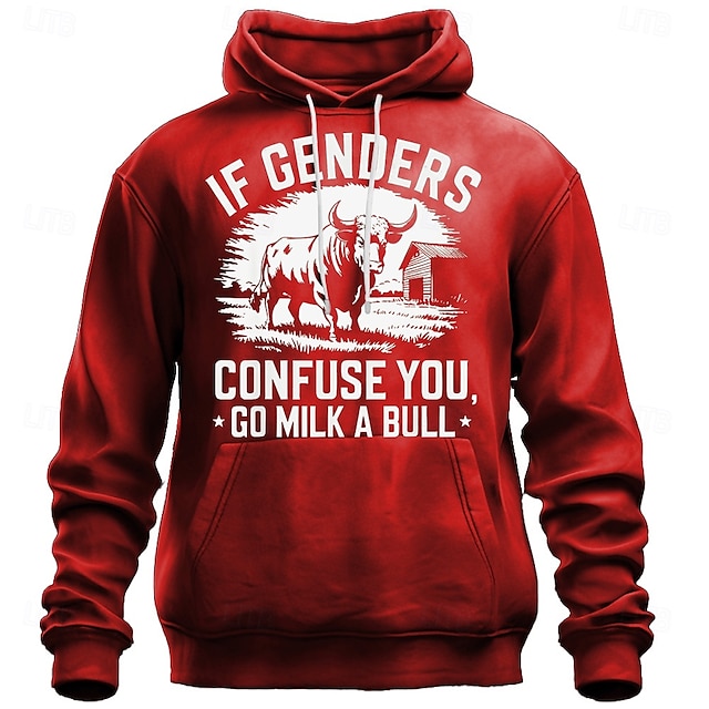  Homens Gíria engraçada Moletons Moletom Moda Casual Manga Longa Gola Redonda Feriado Streetwear Preto Vermelho Com Cordão 3D Outono Inverno Designer