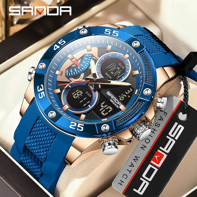  Reloj electrónico de lujo Sanda 5104 para estudiantes, multifuncional, resistente al agua, deportivo, con cronómetro, a la moda.