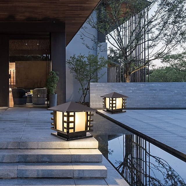  Outdoor Post Lamp 5W Aluminum LED Pillar Post Lantern Column Light Fixture for Yard Entrance Garden 110-240V