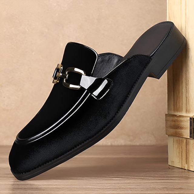 męskie czerwone półbuty typu slip-on z ozdobną klamrą – odważne, aksamitne wykończenie, wygodne i stylowe na imprezy, wieczory i eleganckie, casualowe stylizacje