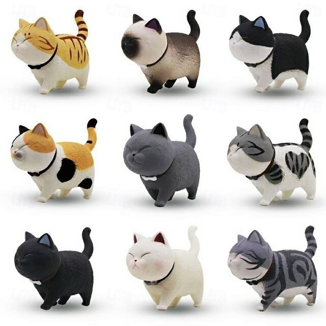 Simulation cat super cute nine cat toy set bell doll ornaments children's toy cat gift3