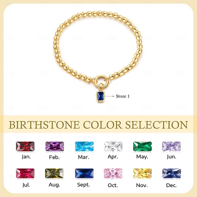  Pulseira com pingente de pedra de nascimento personalizada, escolha suas pedras de nascimento exclusivas, presente romântico de joia de pulso para esposa, mãe, namorada, perfeito para dia dos