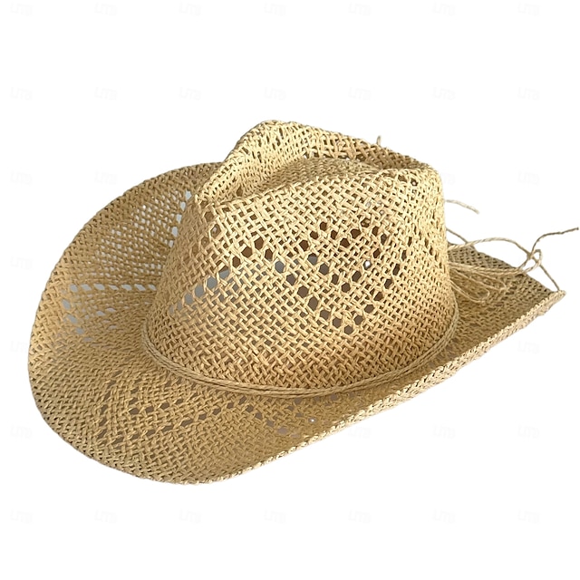  1 stk. elegant damehatt med strå og bred brem, lett og pustende sommerhatt for strandaktiviteter, uformell &formelle arrangementer, tilbehør til arrangementer