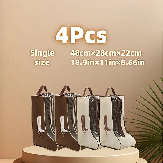  Pachet de 4 saci reutilizabili pentru depozitarea cizmelor înalte, organizator de pantofi rezistent la praf pentru adidași înalți