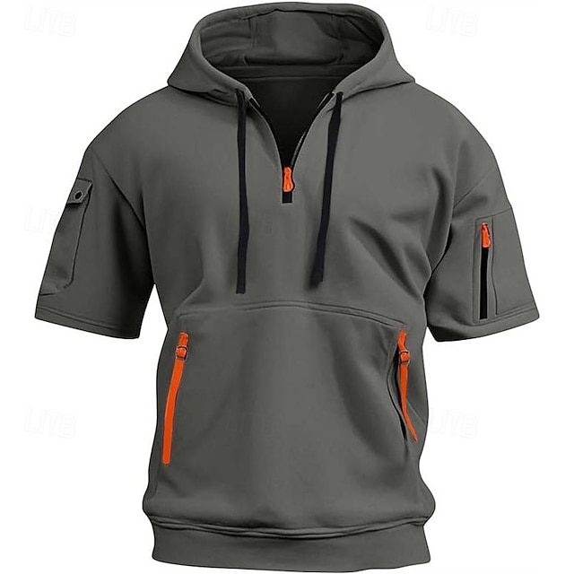  Per uomo Felpa con cappuccio Felpa con cappuccio e zip corta Nero Bianco Vino Blu marino Blu Con Cappuccio Semplice Tasca Zip a un quarto Sport & Outdoor Quotidiano Ferie Poliestere Streetwear
