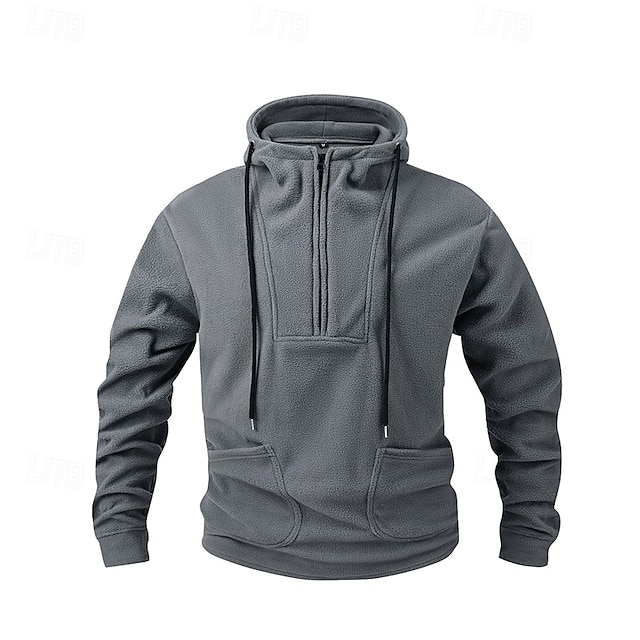  Per uomo Felpa con cappuccio e zip Felpa con cappuccio Felpa con zip Felpa con cappuccio in pile Nero Verde militare Grigio Con Cappuccio Semplice Con zip Tasca Frontale Zip a un quarto Sport