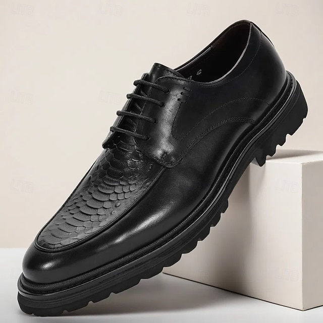  scarpe eleganti da uomo in vera pelle di vacchetta nera con motivo coccodrillo – eleganti scarpe formali per lavoro, matrimoni ed eventi speciali