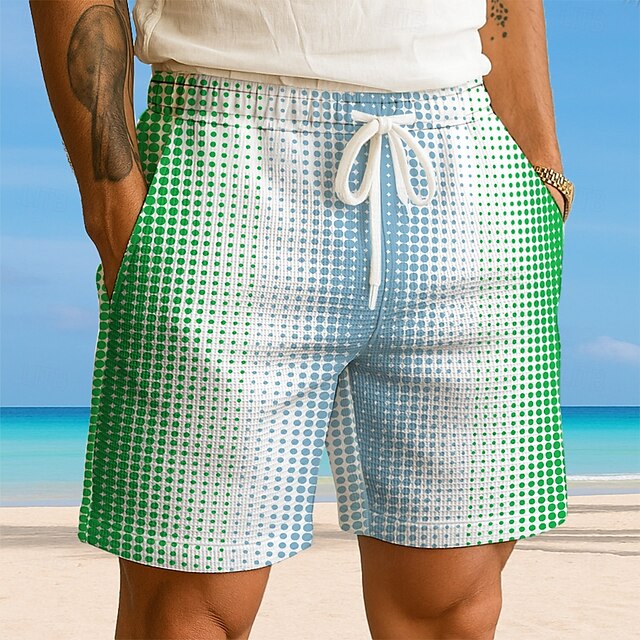 Herren Tupfen Farbverlauf Waffel-Shorts Sweat-Shorts Freizeitshorts Mittlere Taille Modisch lässig Urlaub Joggen Trainieren Elastischer Kordelzug in der Taille Shorts mit Taschen Designer Bekleidung