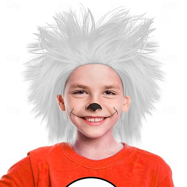  Blauwe gekke pruik, unieke puntige en grappige pruiken, funky, harige pruiken, pelucas para payasos, korte blauwe pruik voor anime cosplay, Halloween kostuumfeest