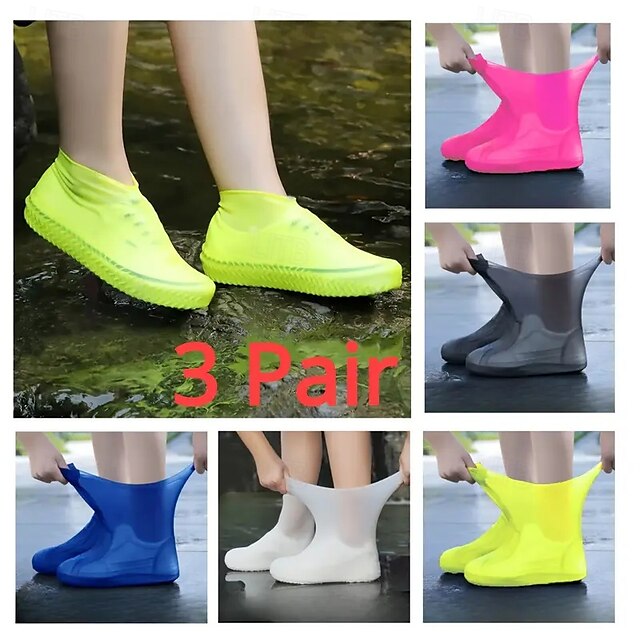  3 paires de bottes d'extérieur imperméables en latex, couvre-chaussures imperméables réutilisables. Une variété de couleurs au choix, durables