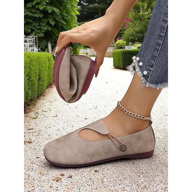  Ballerines Mary Jane rétro larges pour femmes avec bride boutonnée, chaussures vintage confortables pour les promenades quotidiennes et les sorties à la ferme