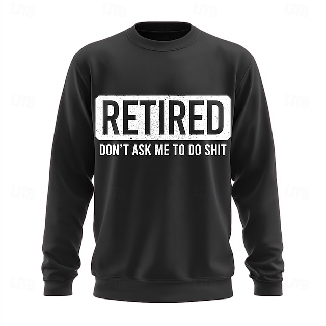  Bărbați Retras Argou amuzant Hanorca Modă Zilnic Manșon Lung Stil Nautic Negru Alb Crewneck #D Toate Sezoanele Designer