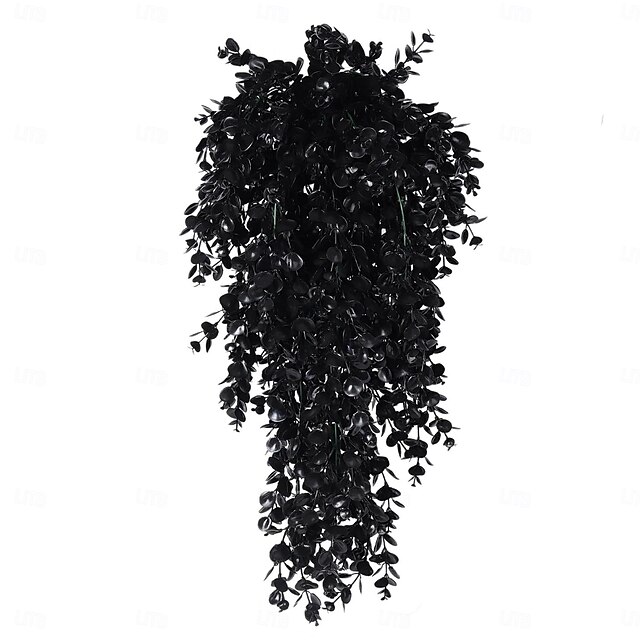  Lot de 2/4 feuilles d'eucalyptus artificielles suspendues pour Halloween, fausses feuilles d'extérieur en plastique pour mur, maison, chambre, patio, intérieur, étagère, décoration de bureau
