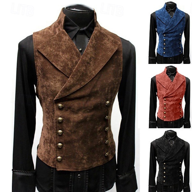  Retro Vintage Medieval Vest Ren Faire Prince Nobleman Men's Pirate Fantasy Masquerade Party / Evening Adults' Vest