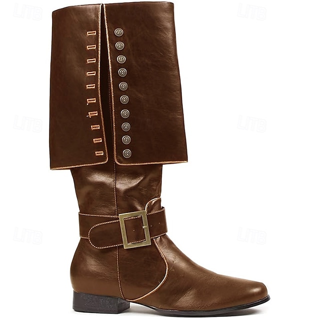  Médiéval Renaissance Chaussures Bottes Bottes hauteur genou Pirate Viking Croisé Déguisement Homme Unisexe Celtique Pirate Halloween Mascarade Soirée & Fête LARP Foire de la Renaissance Adulte