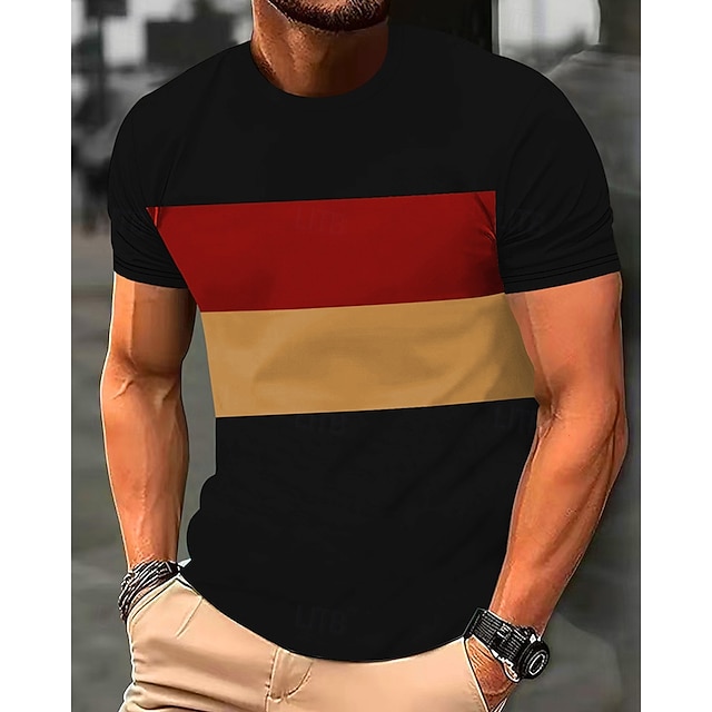  Bărbați Tricou Tricouri Cămașă cu mânecă scurtă Tee Top Manșon scurt Stil Nautic Vară Bloc Culoare Modă Designer De Bază Peteci Vacanță Stradă Ieșire Galben Rosu Portocaliu Top tricou pentru bărbați